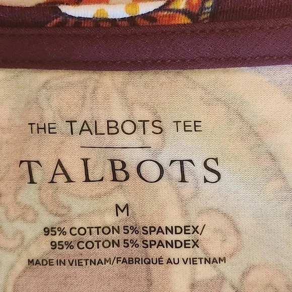 Talbots Long Sleeve Paisley Floral Tee | Size M | 95% Cotton Blend - Picture 3 of 4